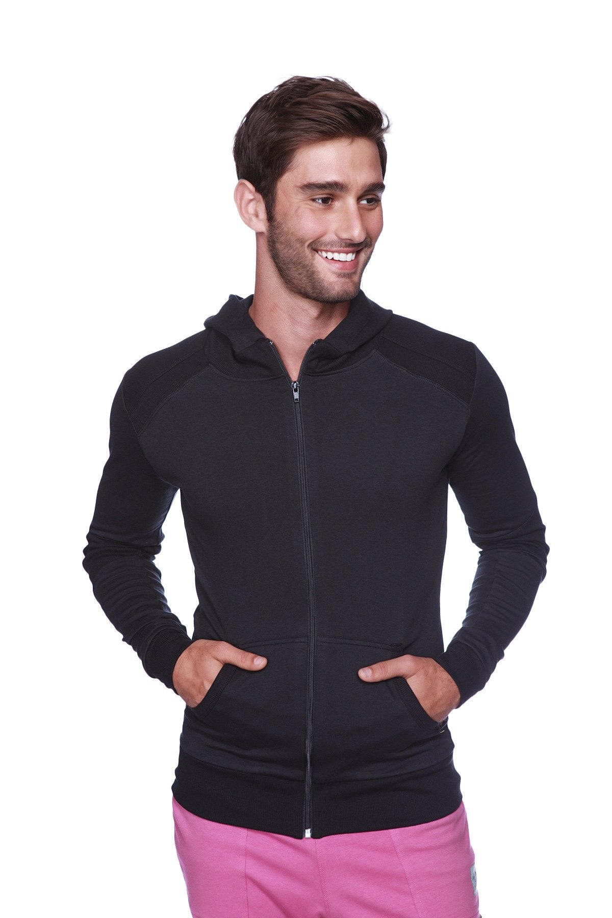 Form-Fit Crossover Zip Yoga Hoodie – Black