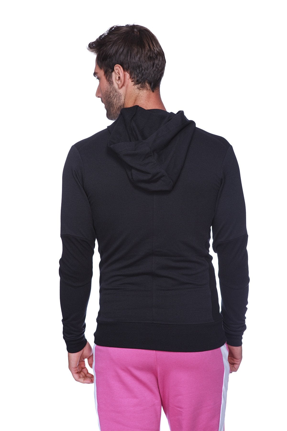 Form-Fit Crossover Zip Yoga Hoodie – Black
