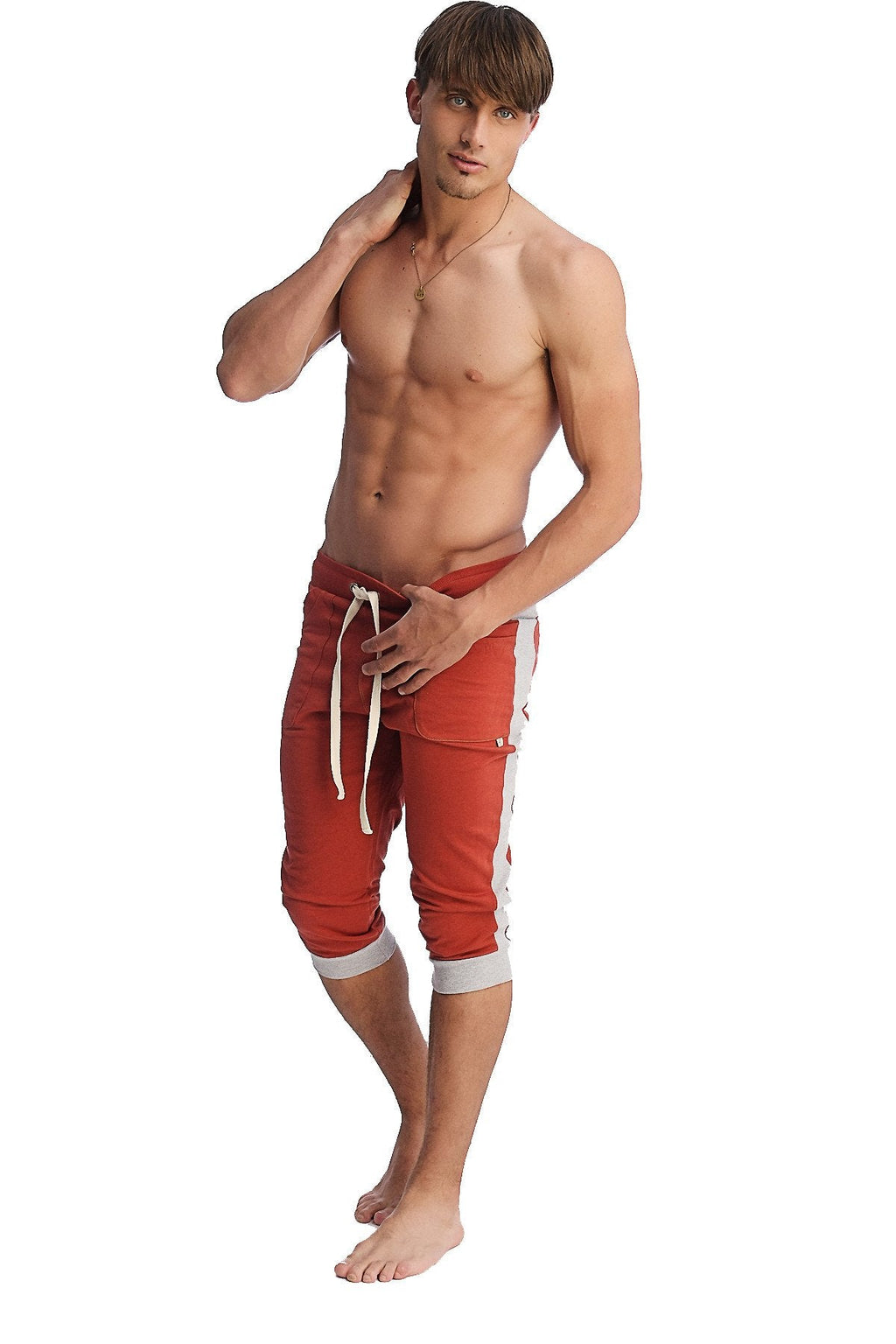 Cuffed Capri Yoga Pants – Cinnabar/Grey