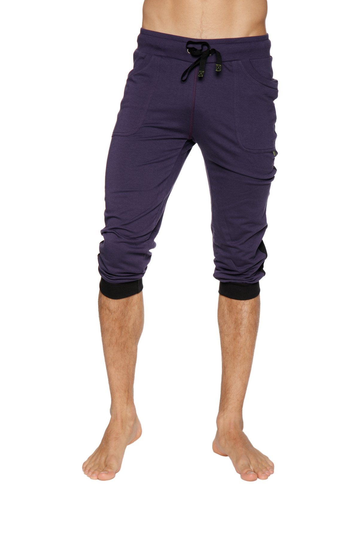 Cuffed Capri Yoga Pants – Eggplant/Black