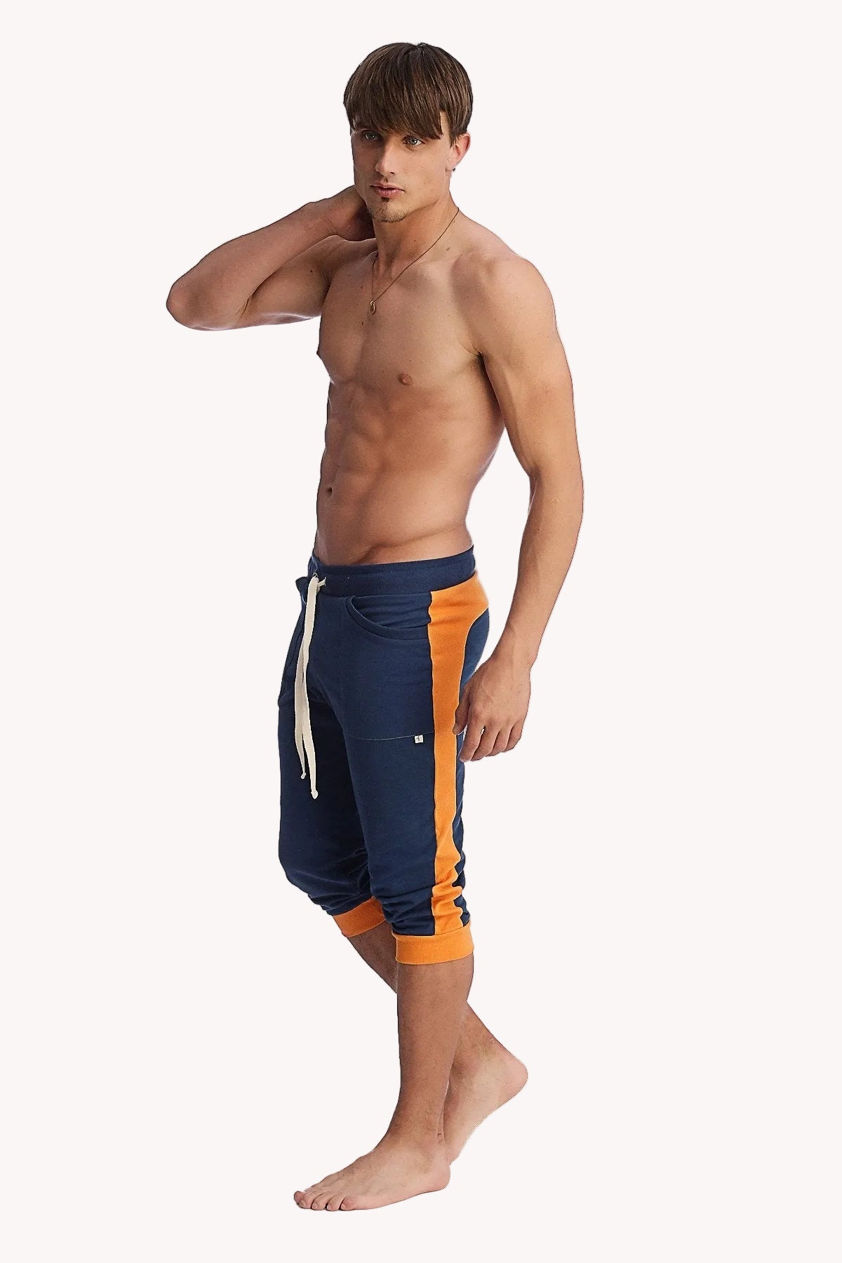 Cuffed Capri Yoga Pants – Royal Blue & Orange
