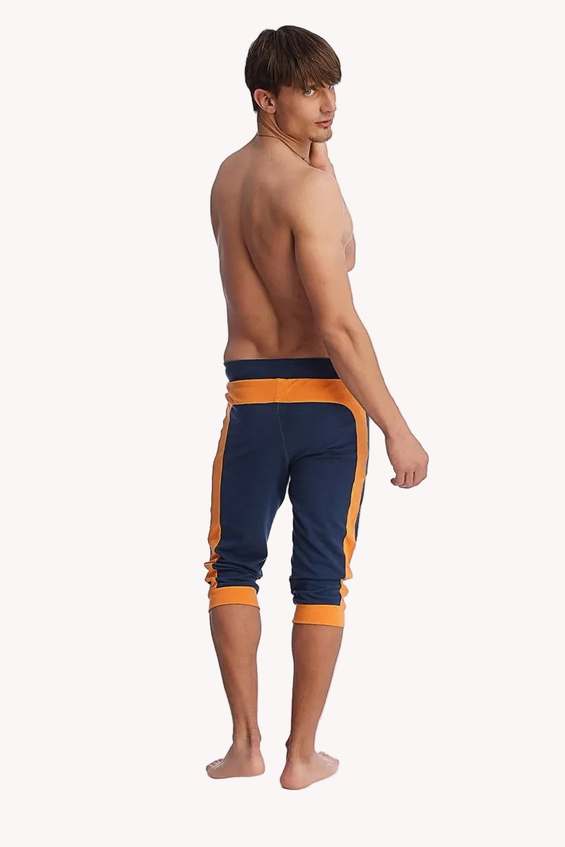 Cuffed Capri Yoga Pants – Royal Blue & Orange