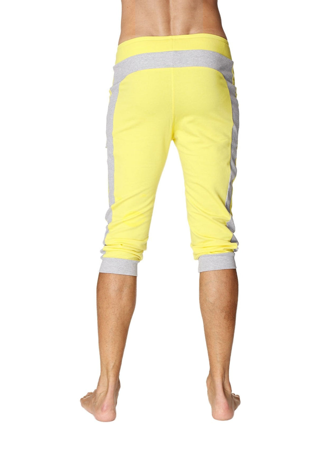 Cuffed Capri Yoga Pants – Tropic Yellow with Grey
