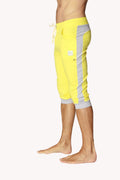 Cuffed Capri Yoga Pants – Tropic Yellow with Grey
