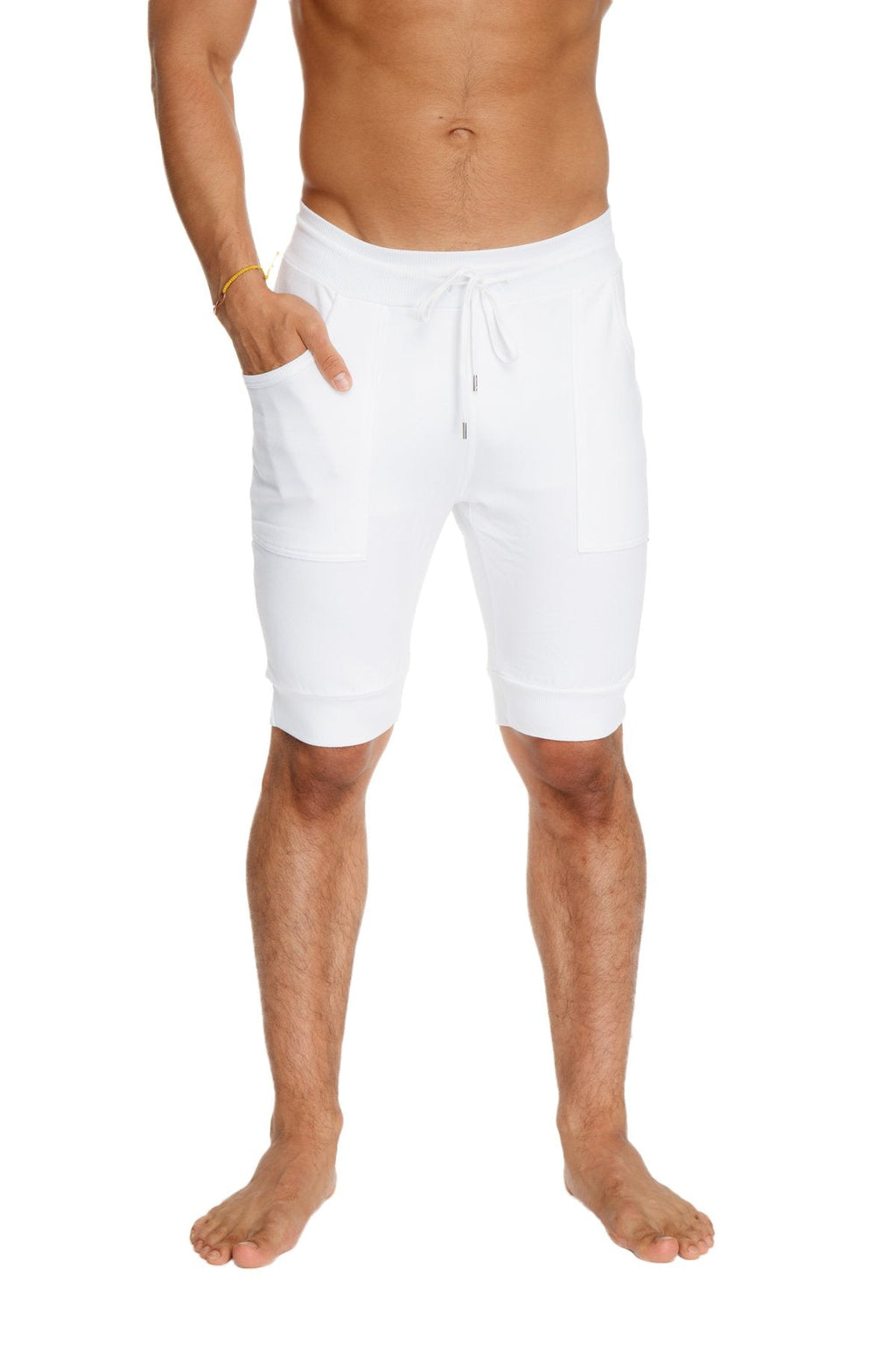 Cuffed Yoga Shorts – White