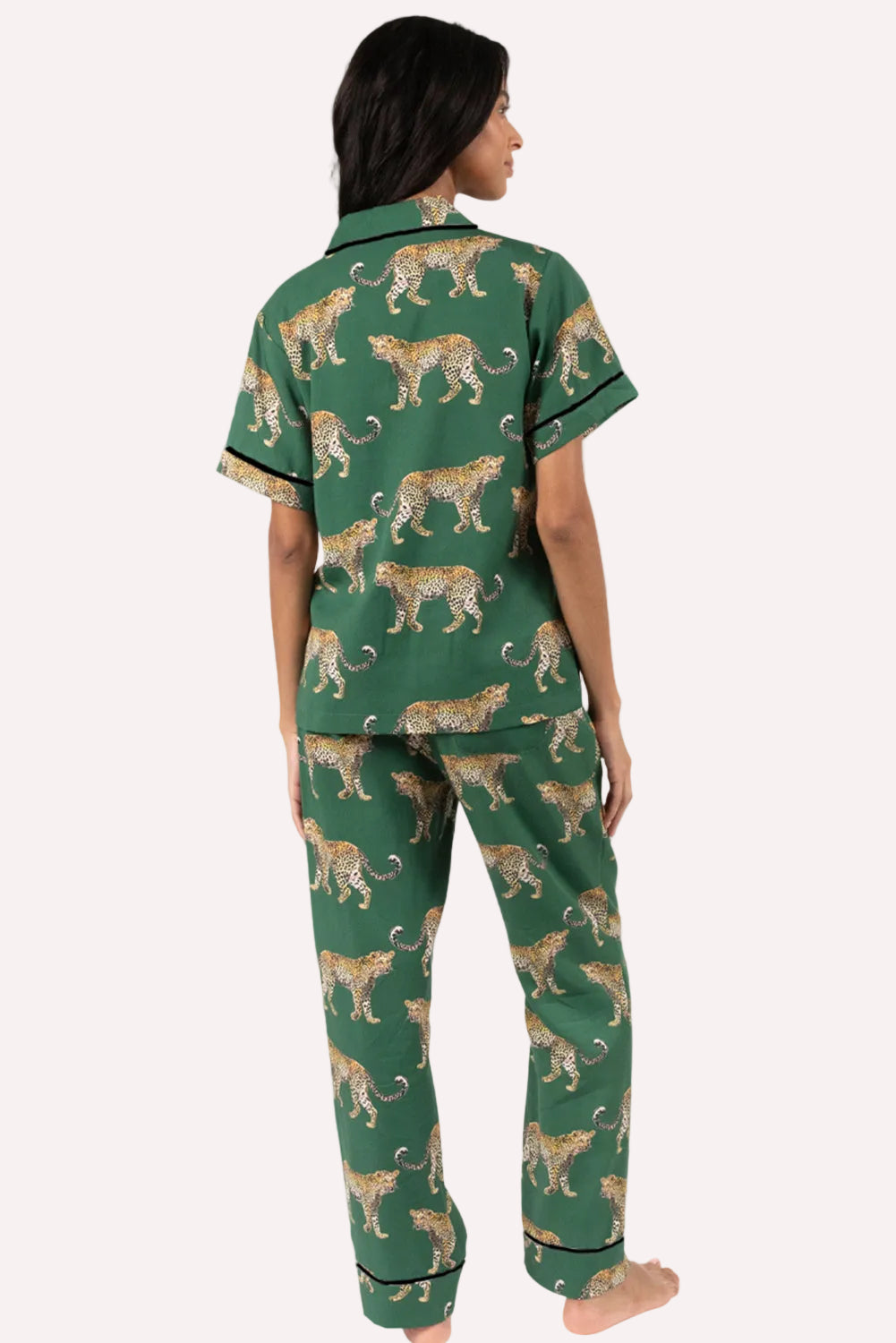Cheetah Print Shirt & Pants Pajama Set – Green