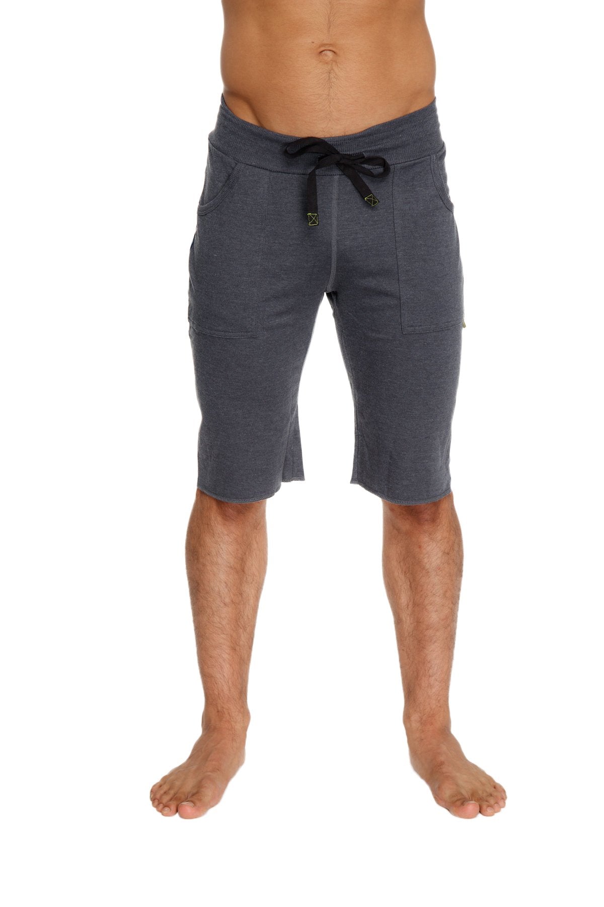 Eco-Track Cut-Off Yoga Shorts – Charcoal/Royal Blue