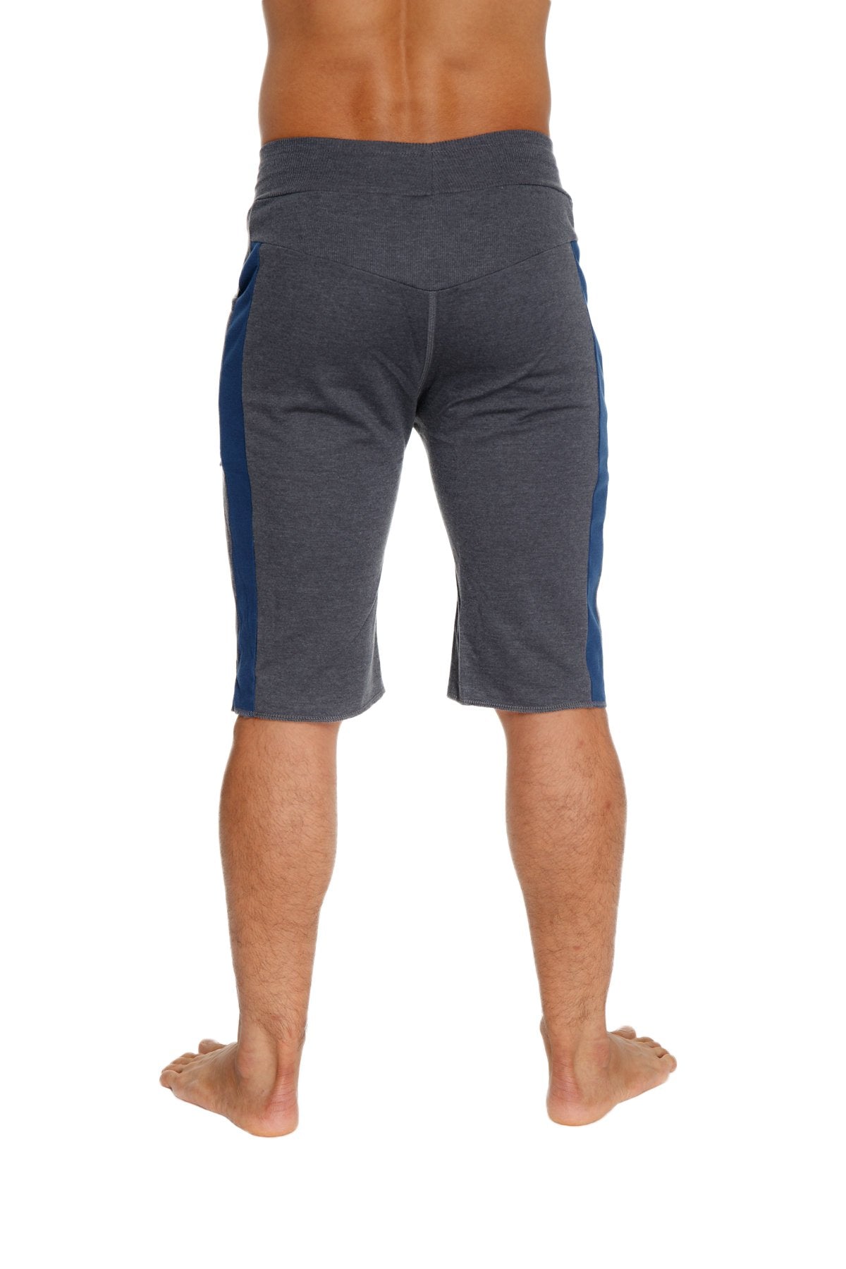 Eco-Track Cut-Off Yoga Shorts – Charcoal/Royal Blue