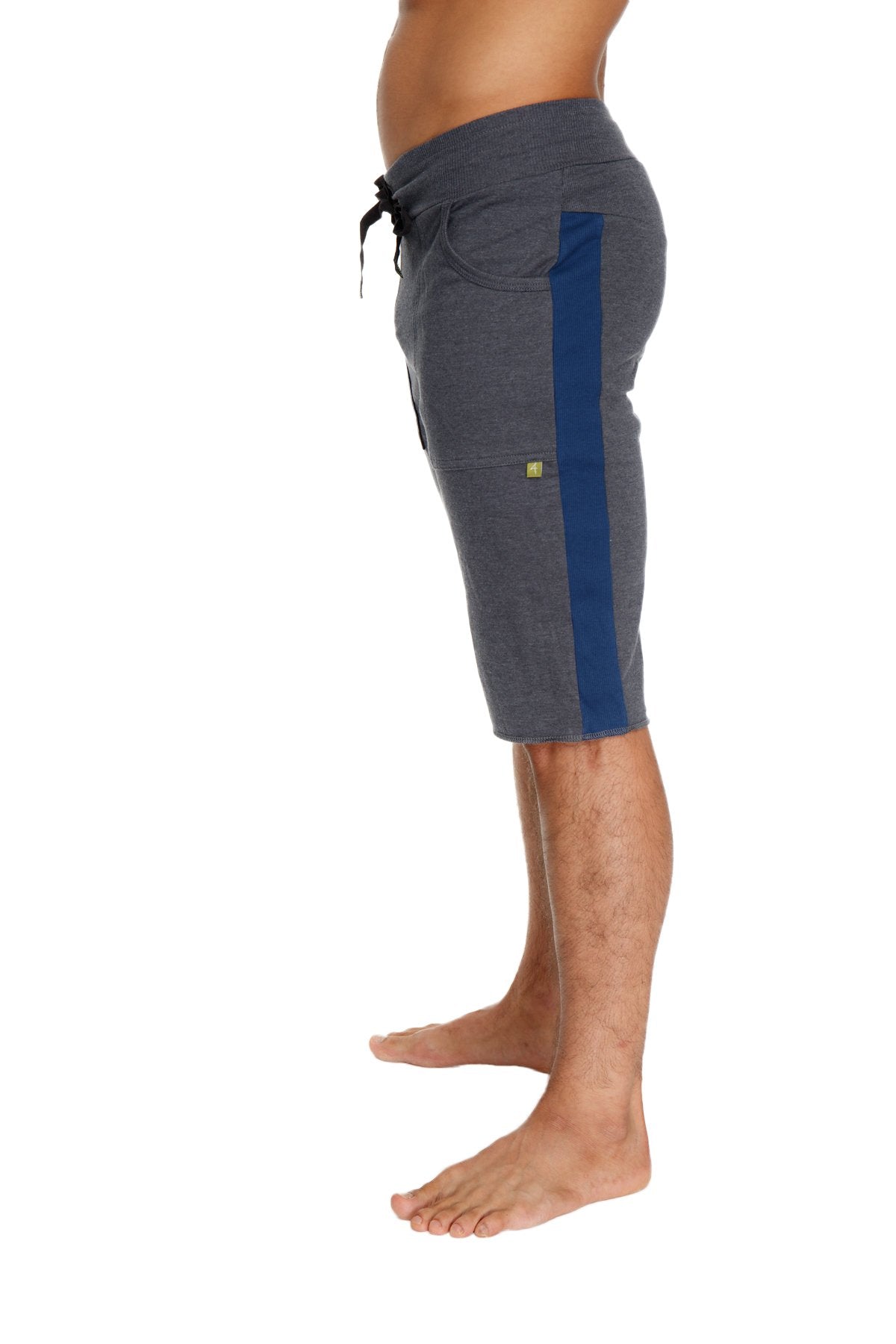 Eco-Track Cut-Off Yoga Shorts – Charcoal/Royal Blue