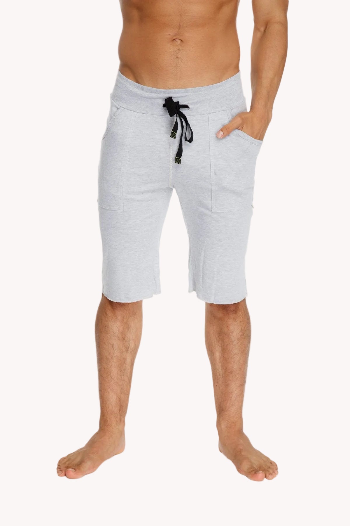 Eco-Track Yoga Shorts – Heather Grey with Black
