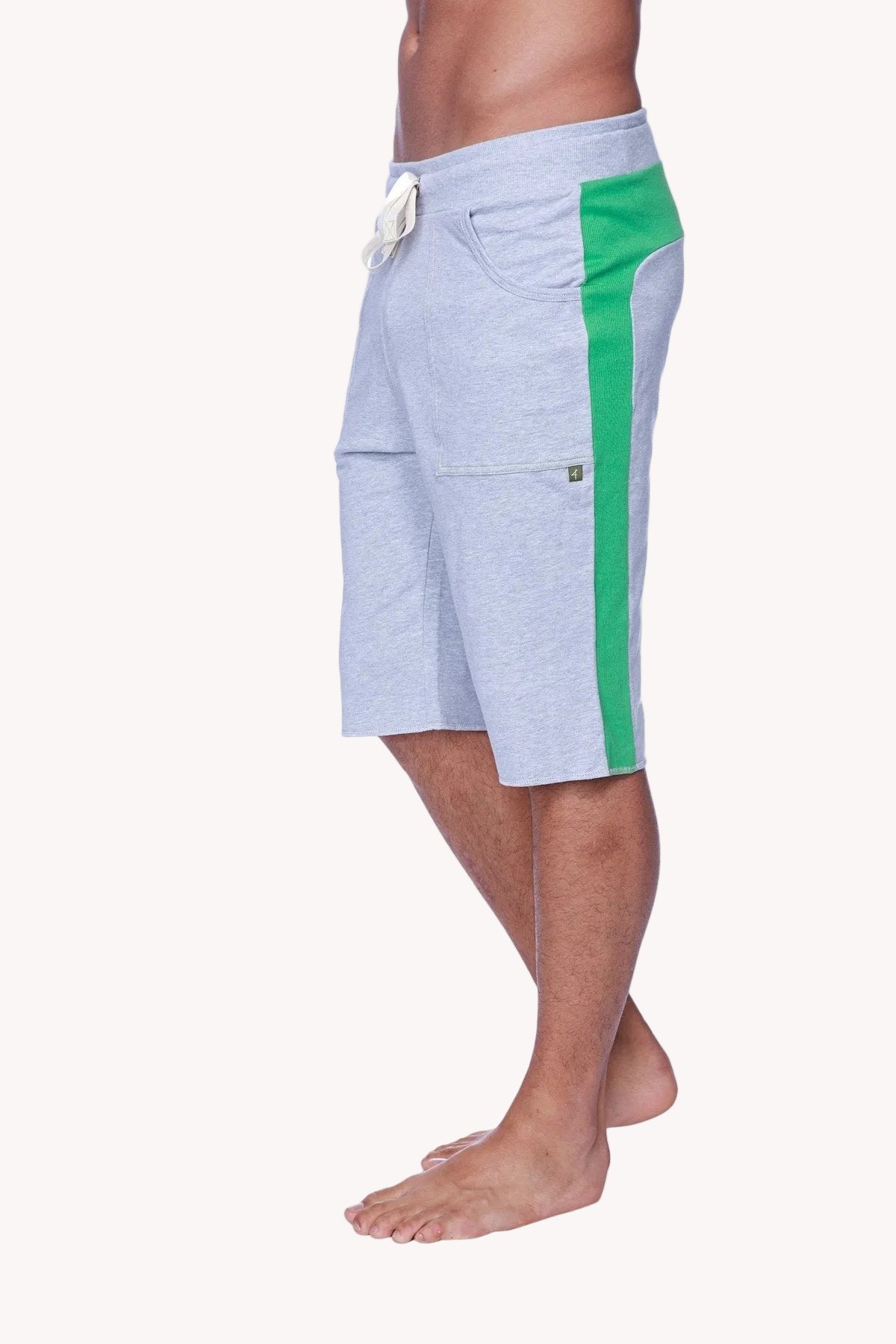 Eco-Track Yoga Shorts – Heather Grey with Green