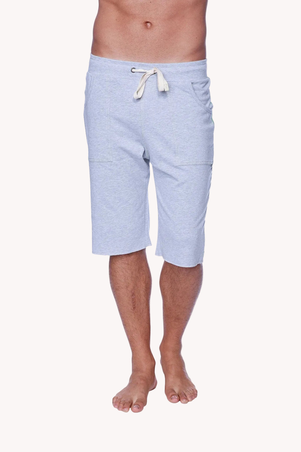 Eco-Track Yoga Shorts – Heather Grey with Green