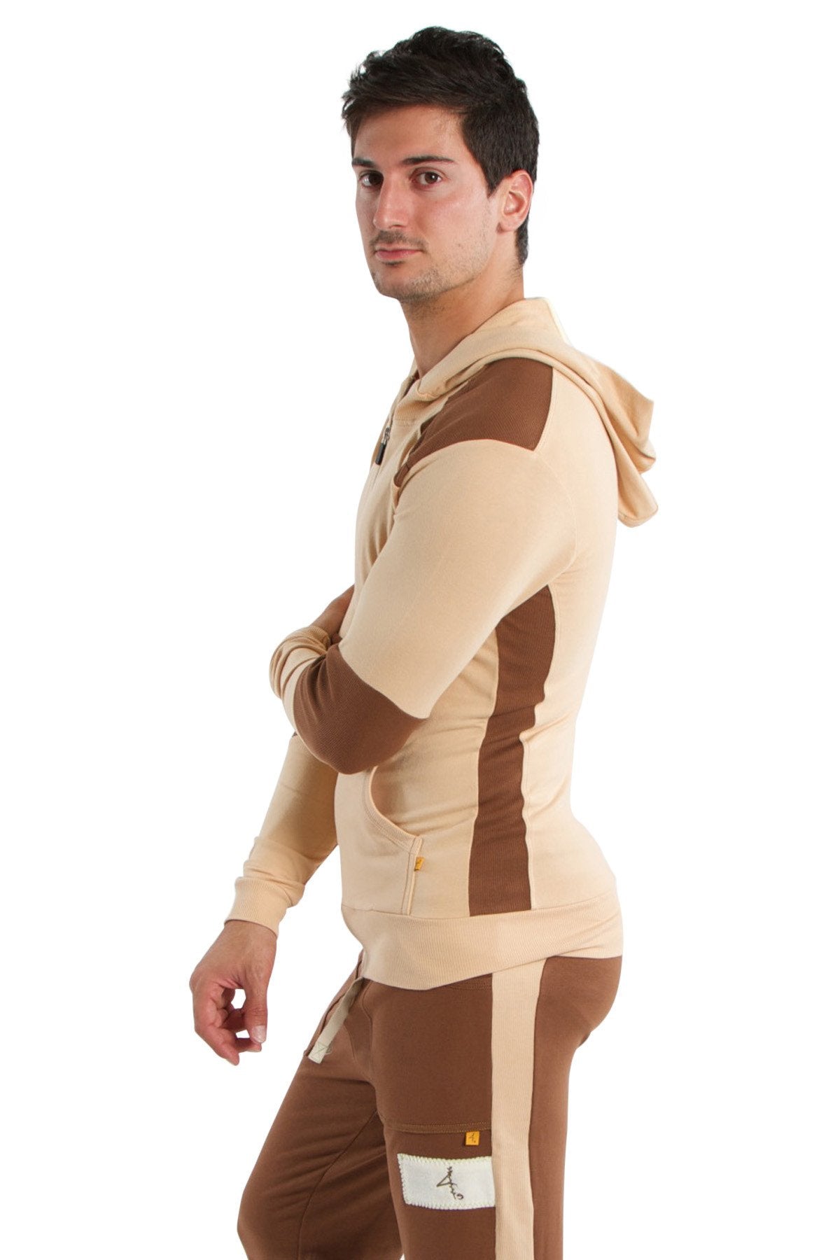 Edge Crossover Zip Yoga Hoodie – Sand/Chocolate