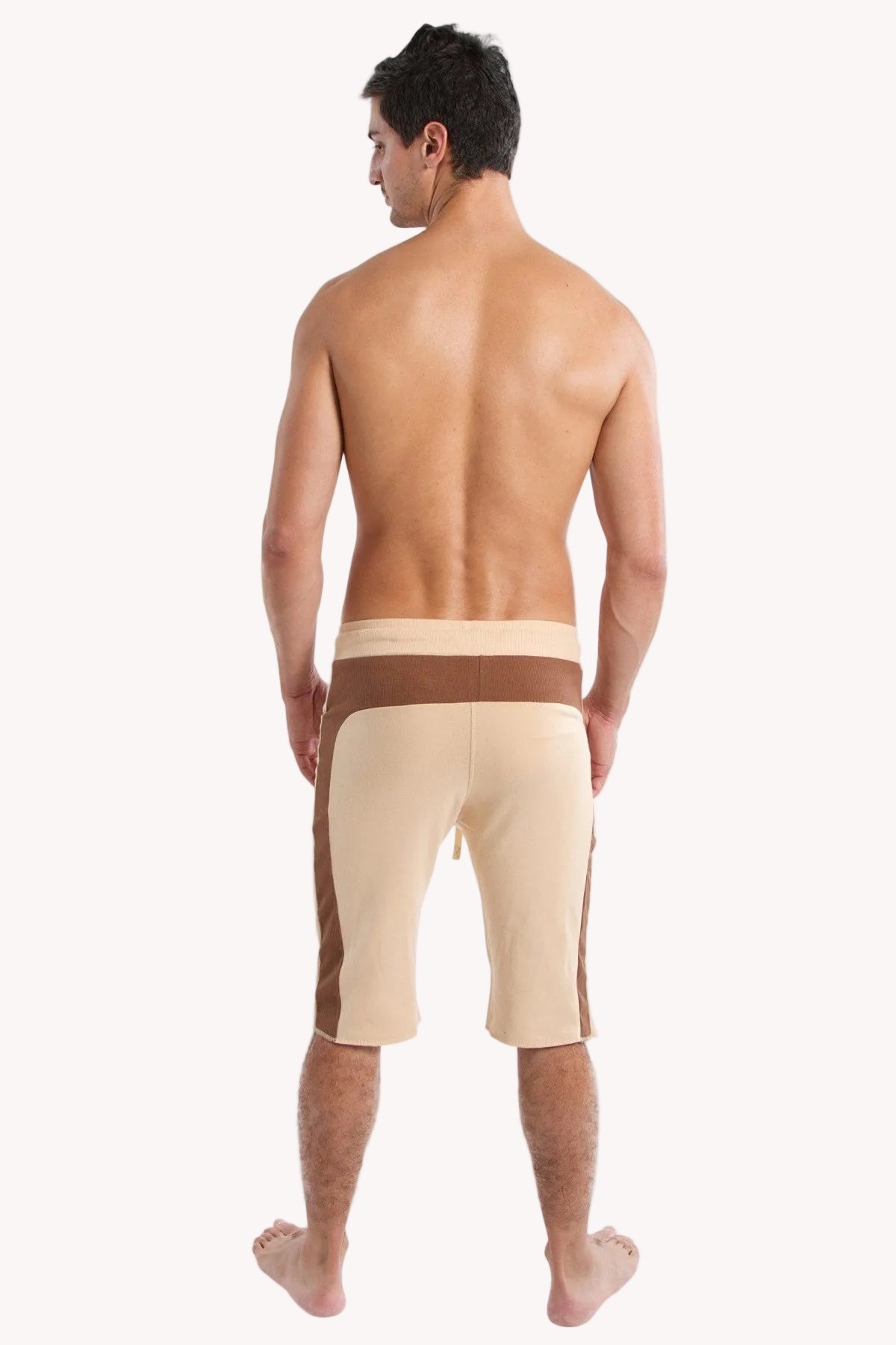 Edge Eco-Track Yoga Shorts – Sand with Chocolate