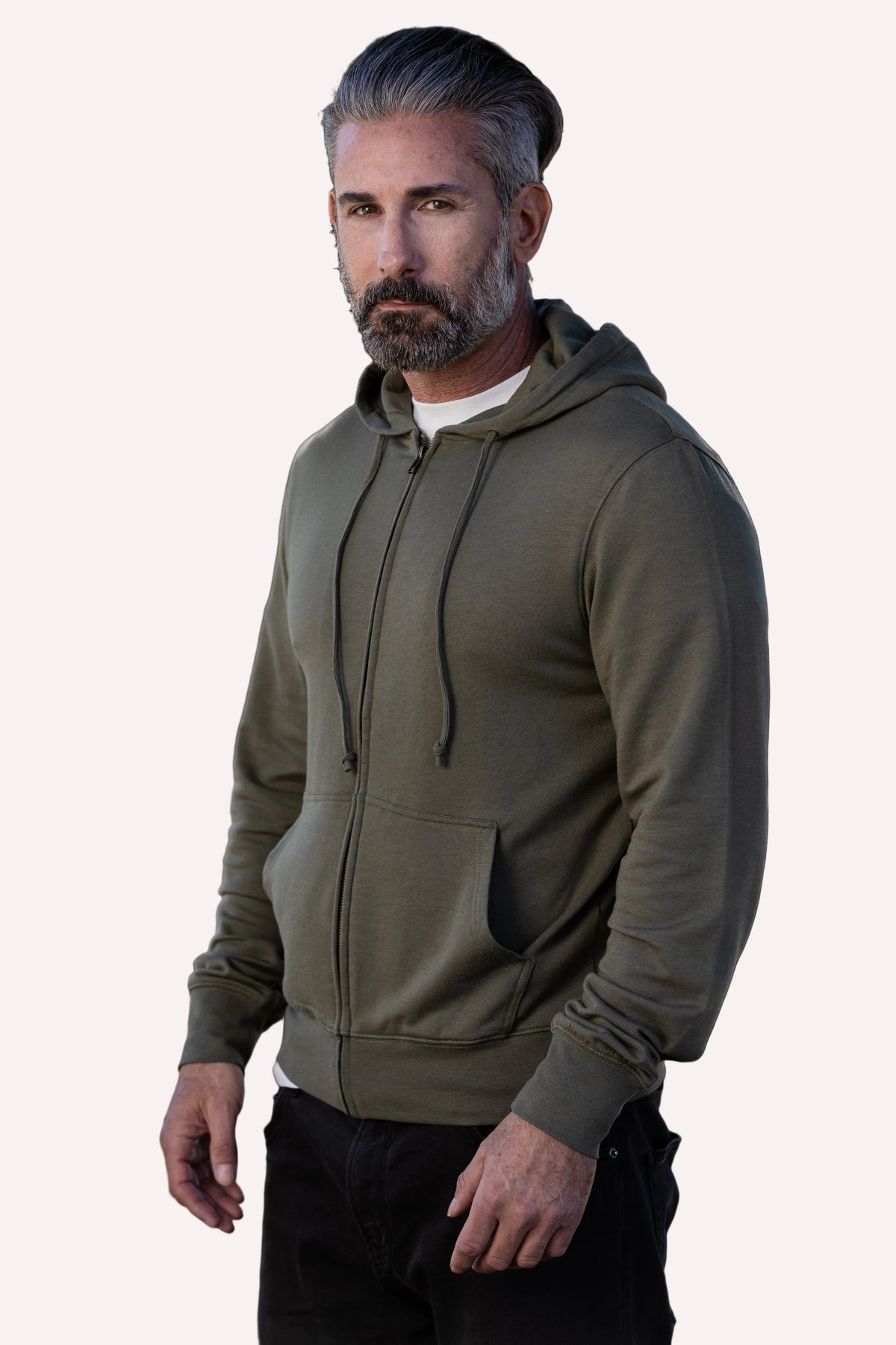 Bamboo French Terry Full-Zip Hoodie – Burnt Olive
