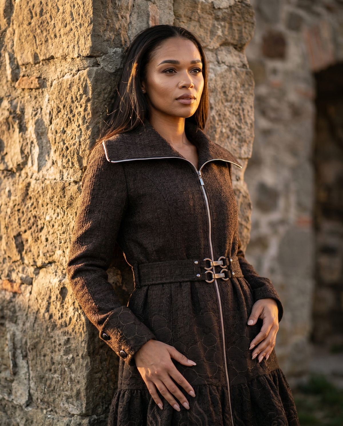 Iris Short Tailored Coat – Brown