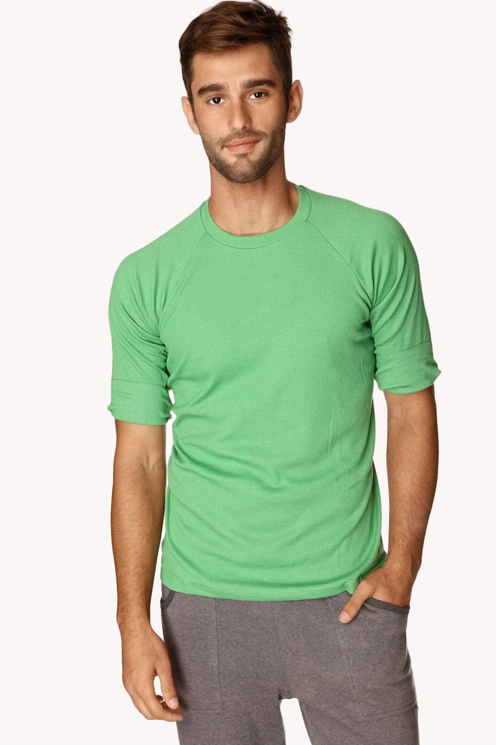 Hybrid Raglan Crew-Neck Tee – Bamboo Green