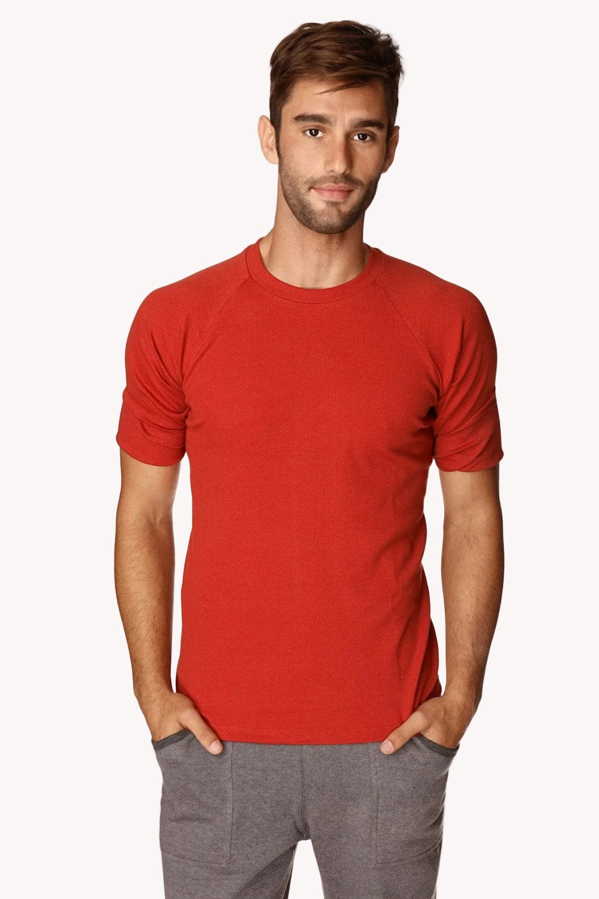 Hybrid Raglan Crew-Neck Tee – Cinnabar Red