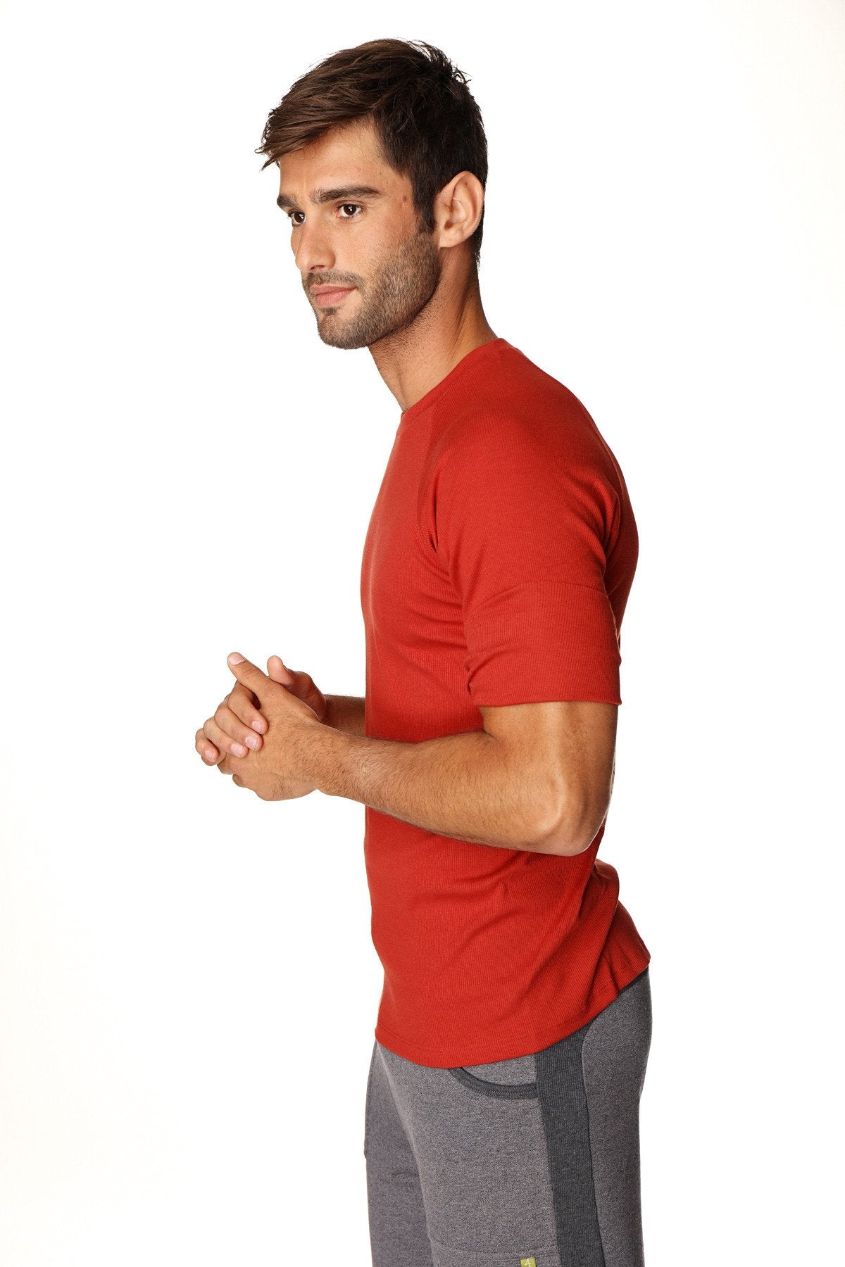 Hybrid Raglan Crew-Neck Tee – Cinnabar Red