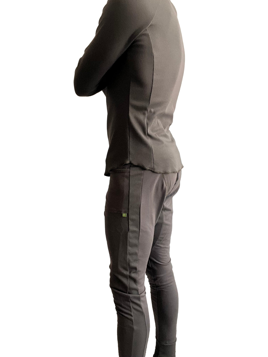 Raglan Thermal V-Neck Long Sleeve Tee – Army Green
