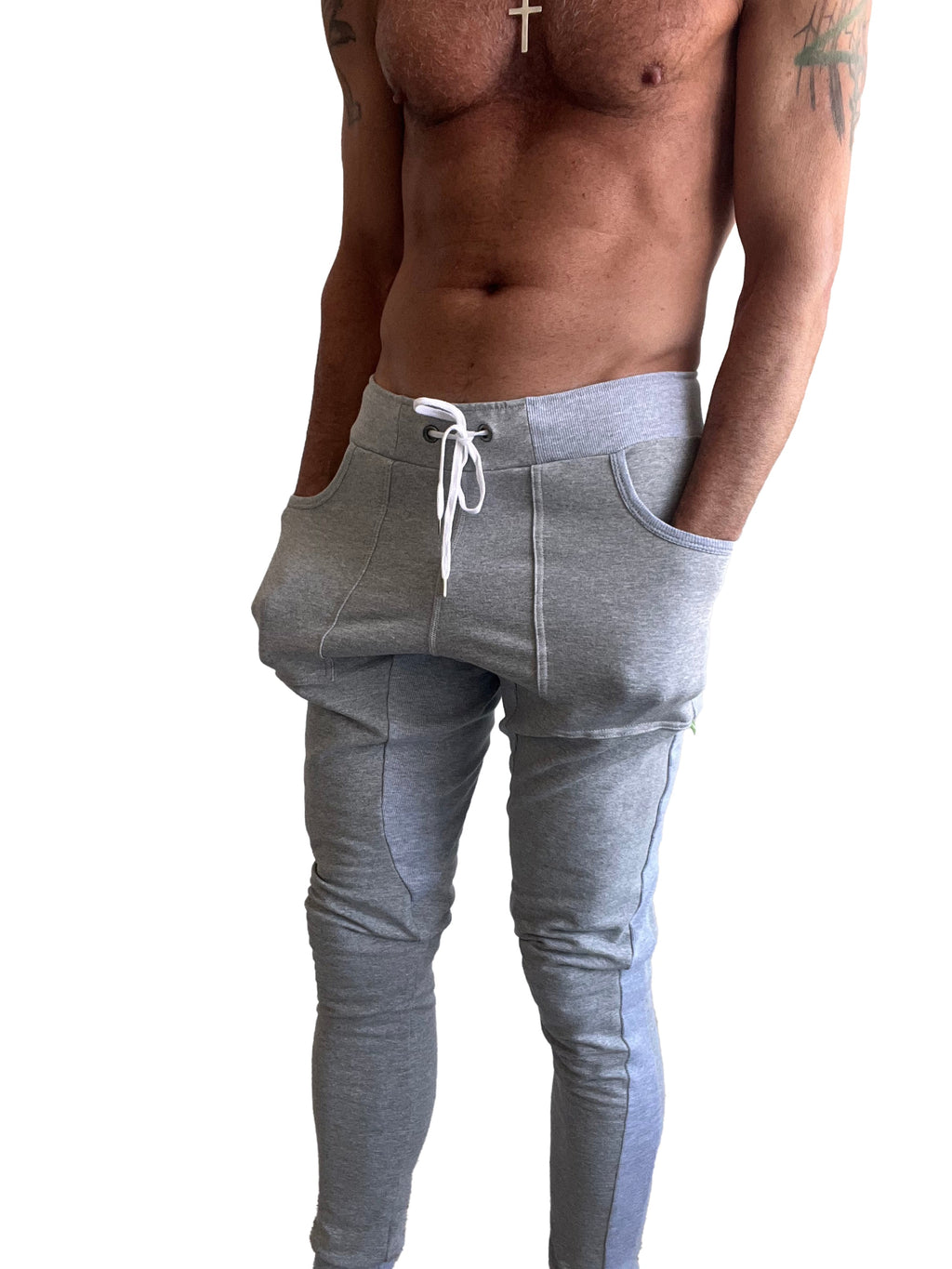 Luxury-Fleece Cuffed Yoga Joggers – Light Heather Grey