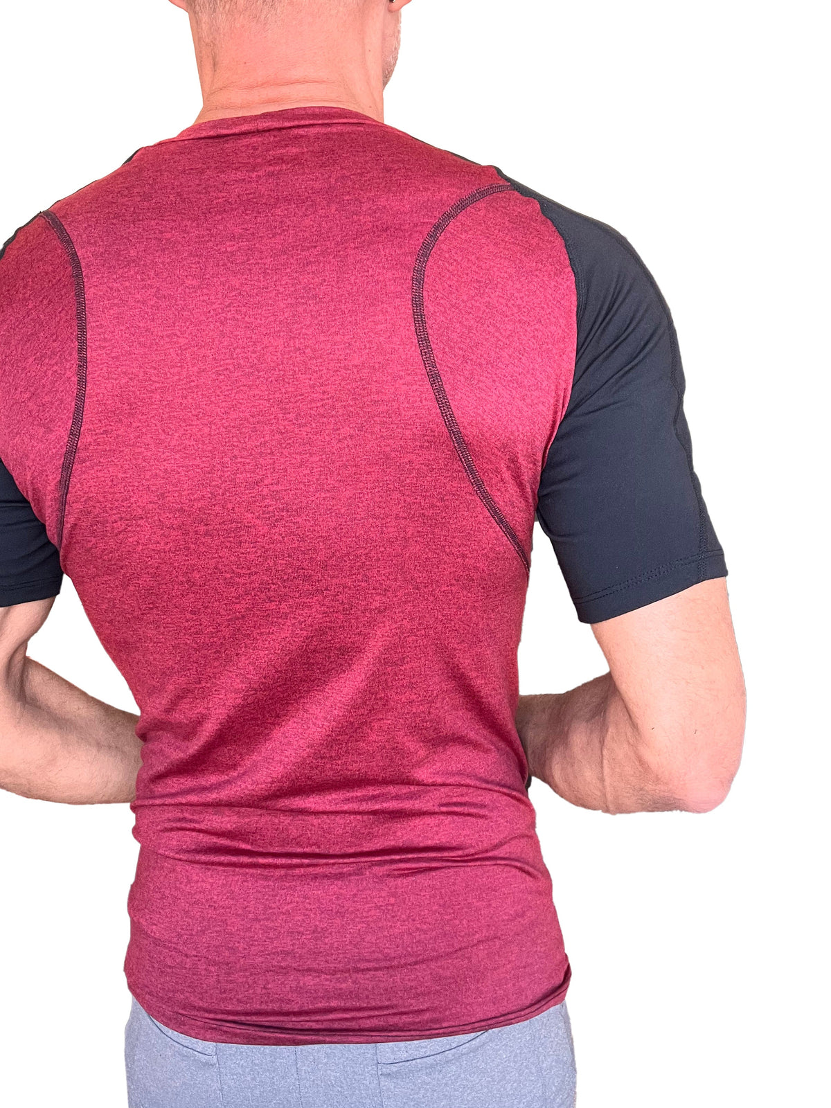Designer Raglan Crew-Neck Tee – Brick with Black Sleeve