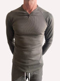 Raglan Thermal V-Neck Long Sleeve Tee – Army Green