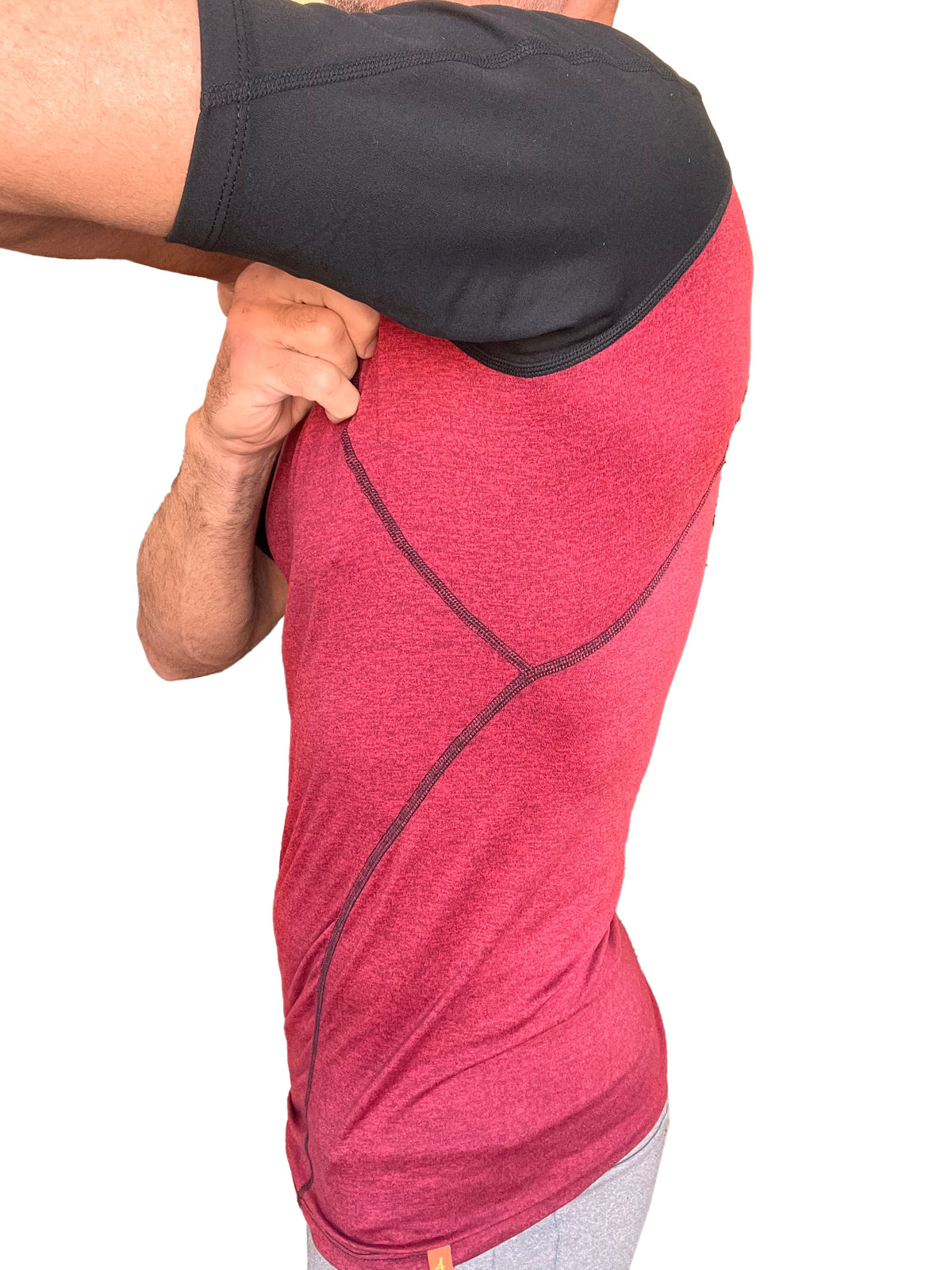 Designer Raglan Crew-Neck Tee – Brick with Black Sleeve
