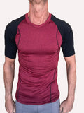 Designer Raglan Crew-Neck Tee – Brick with Black Sleeve