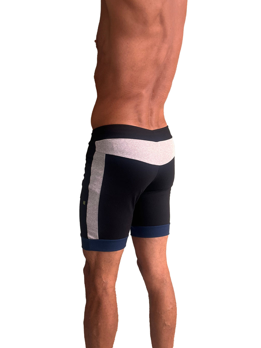Cuffed Yoga Shorts – Black/Grey/Royal