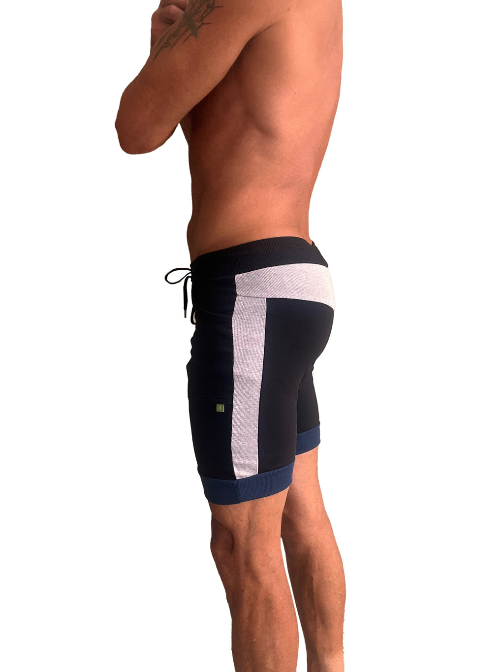 Cuffed Yoga Shorts – Black/Grey/Royal