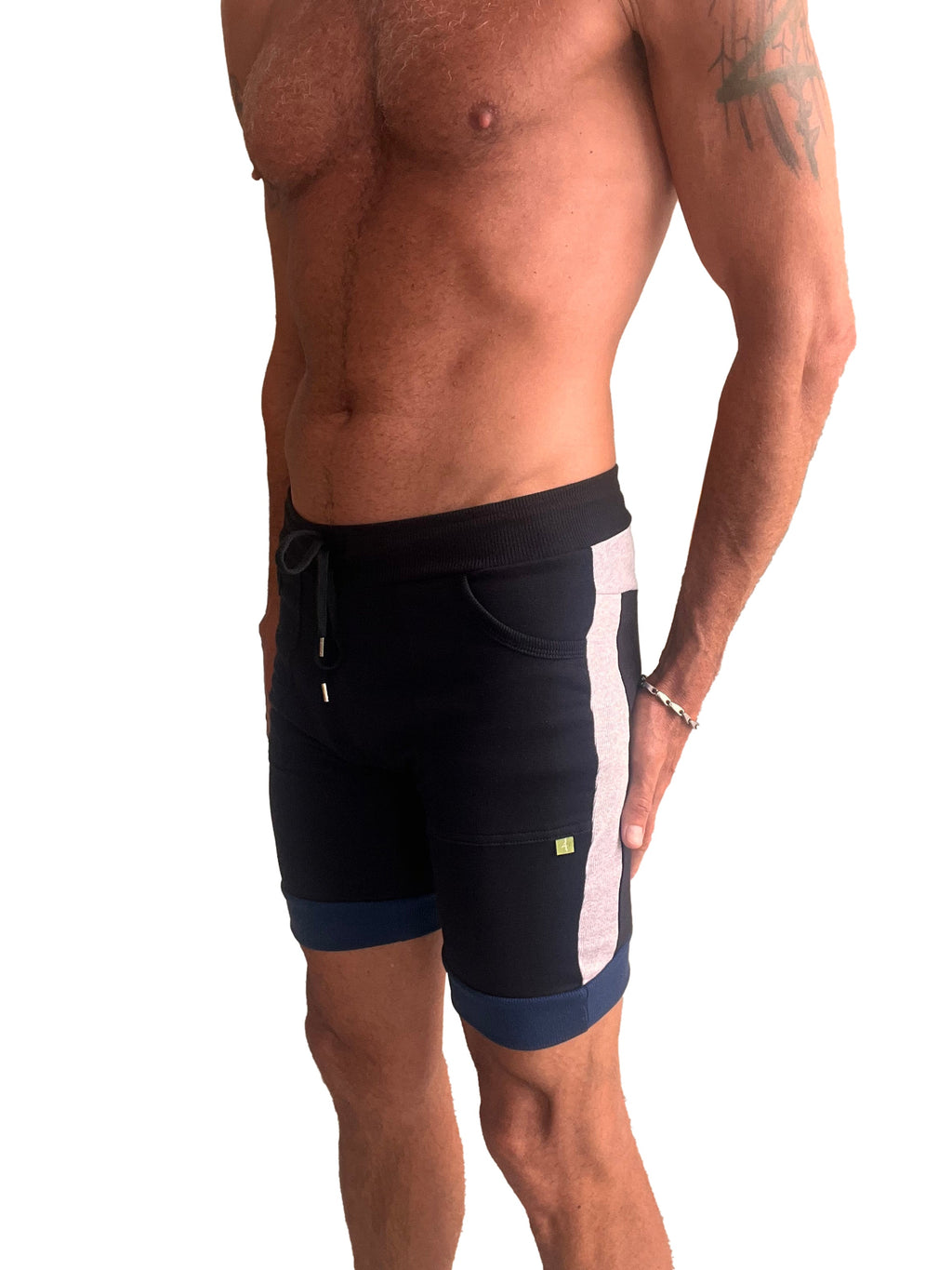 Cuffed Yoga Shorts – Black/Grey/Royal