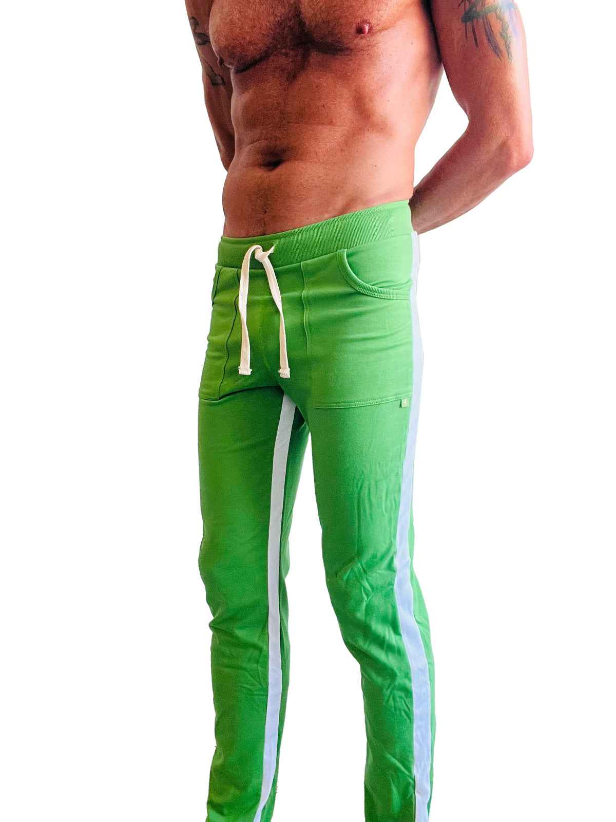 Eco-Track Yoga Sweatpants – Bamboo Green with White