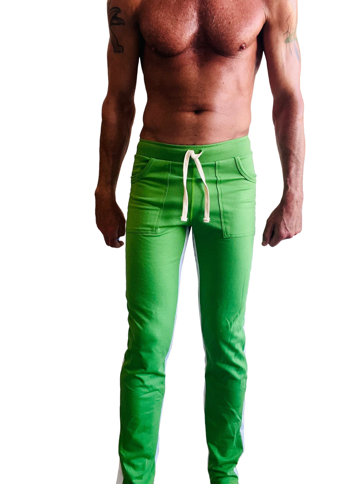 Eco-Track Yoga Sweatpants – Bamboo Green with White
