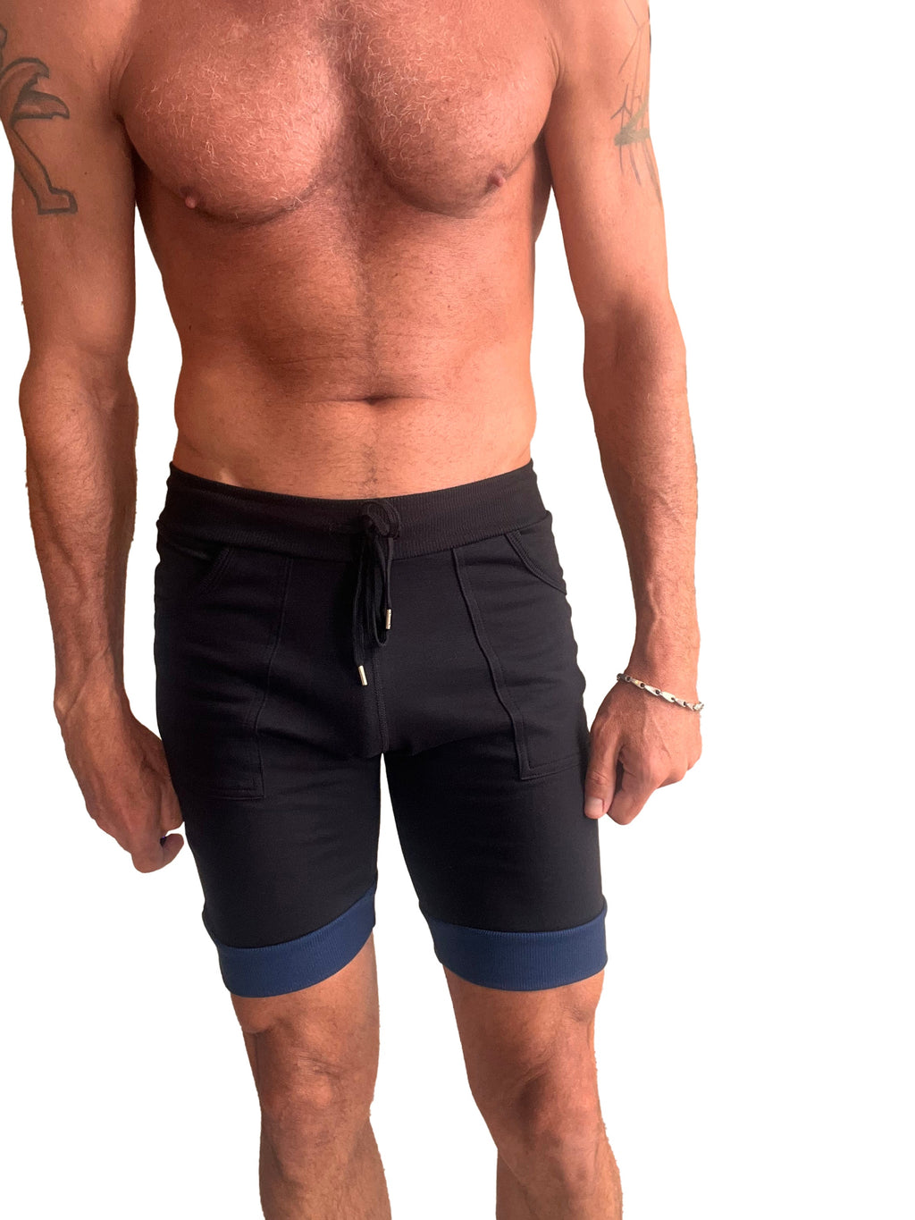 Cuffed Yoga Shorts – Black/Grey/Royal