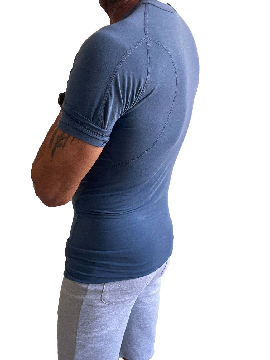 Designer Raglan Crew-Neck Tee – Denim Blue