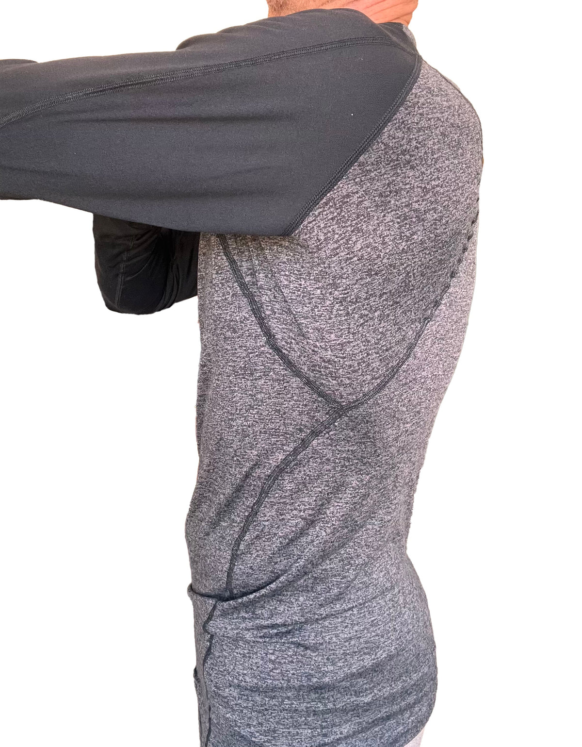 Designer Raglan Long Sleeve Tee – Charcoal with Black Sleeve