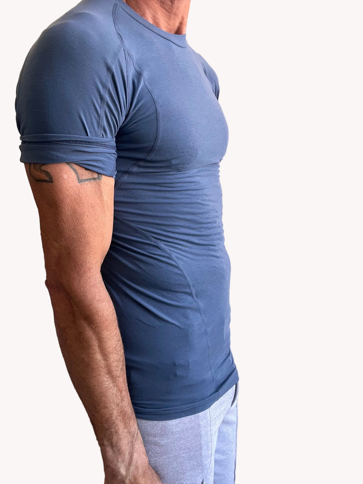 Designer Raglan Crew-Neck Tee – Denim Blue