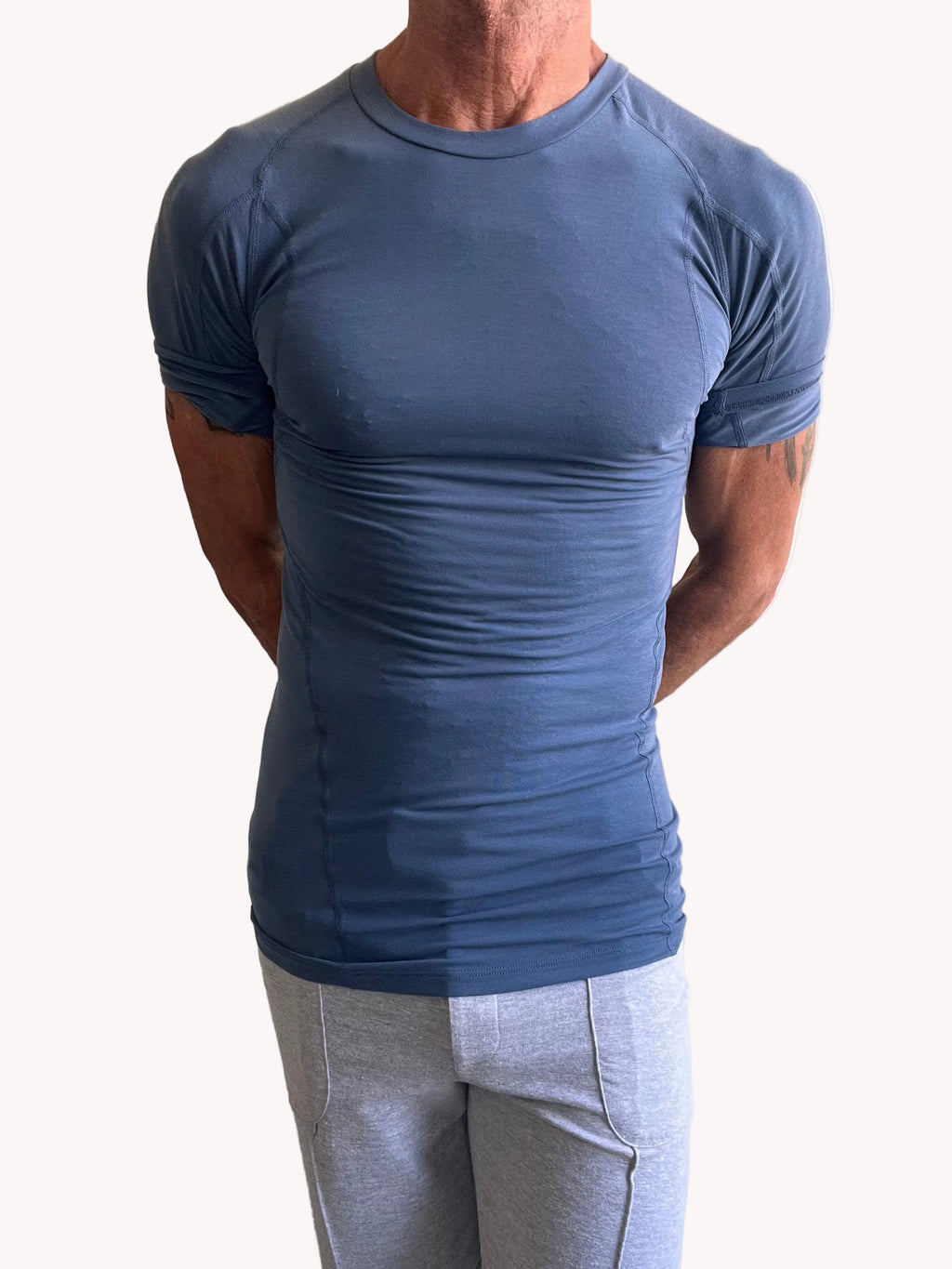 Designer Raglan Crew-Neck Tee – Denim Blue