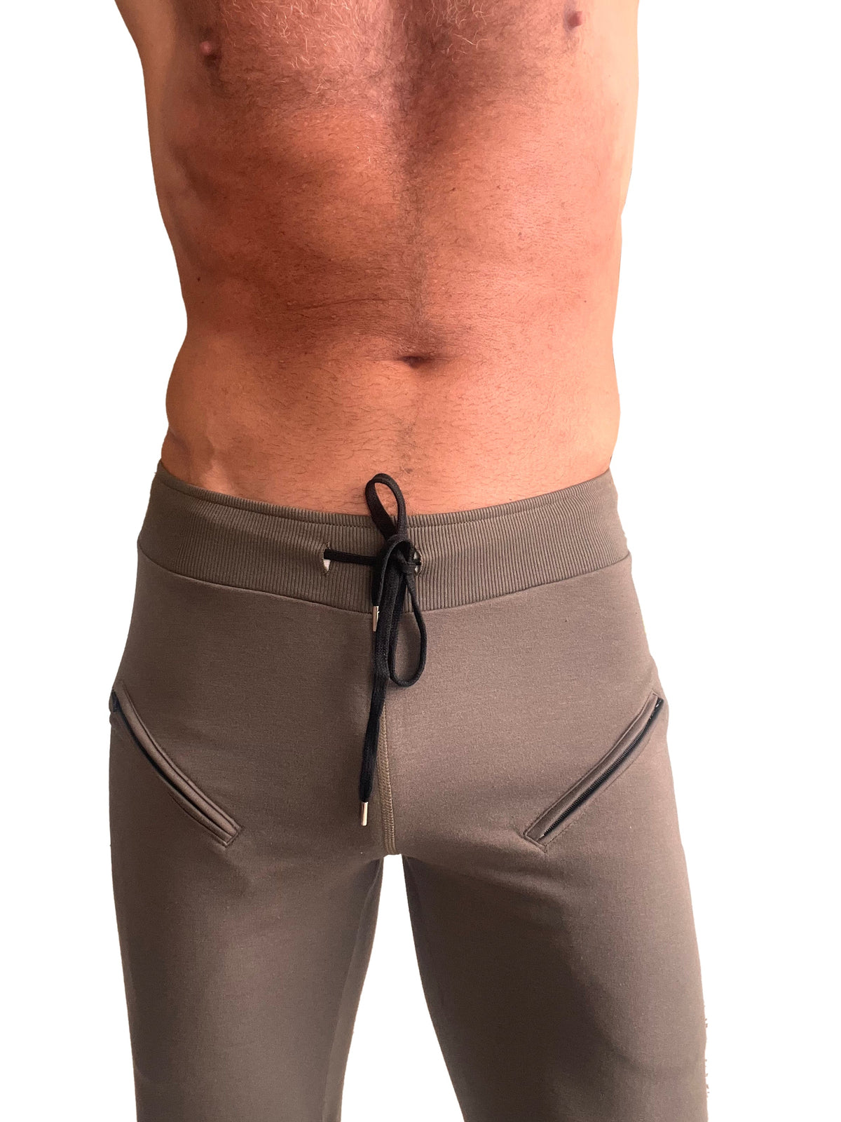 4/5 Zip-Pocket Capri Yoga Pants – Army Green with Black