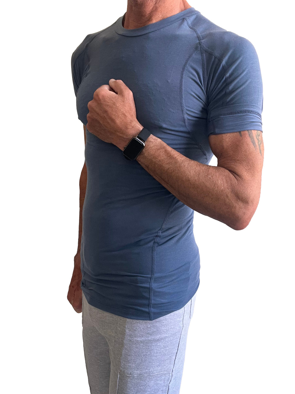 Designer Raglan Crew-Neck Tee – Denim Blue