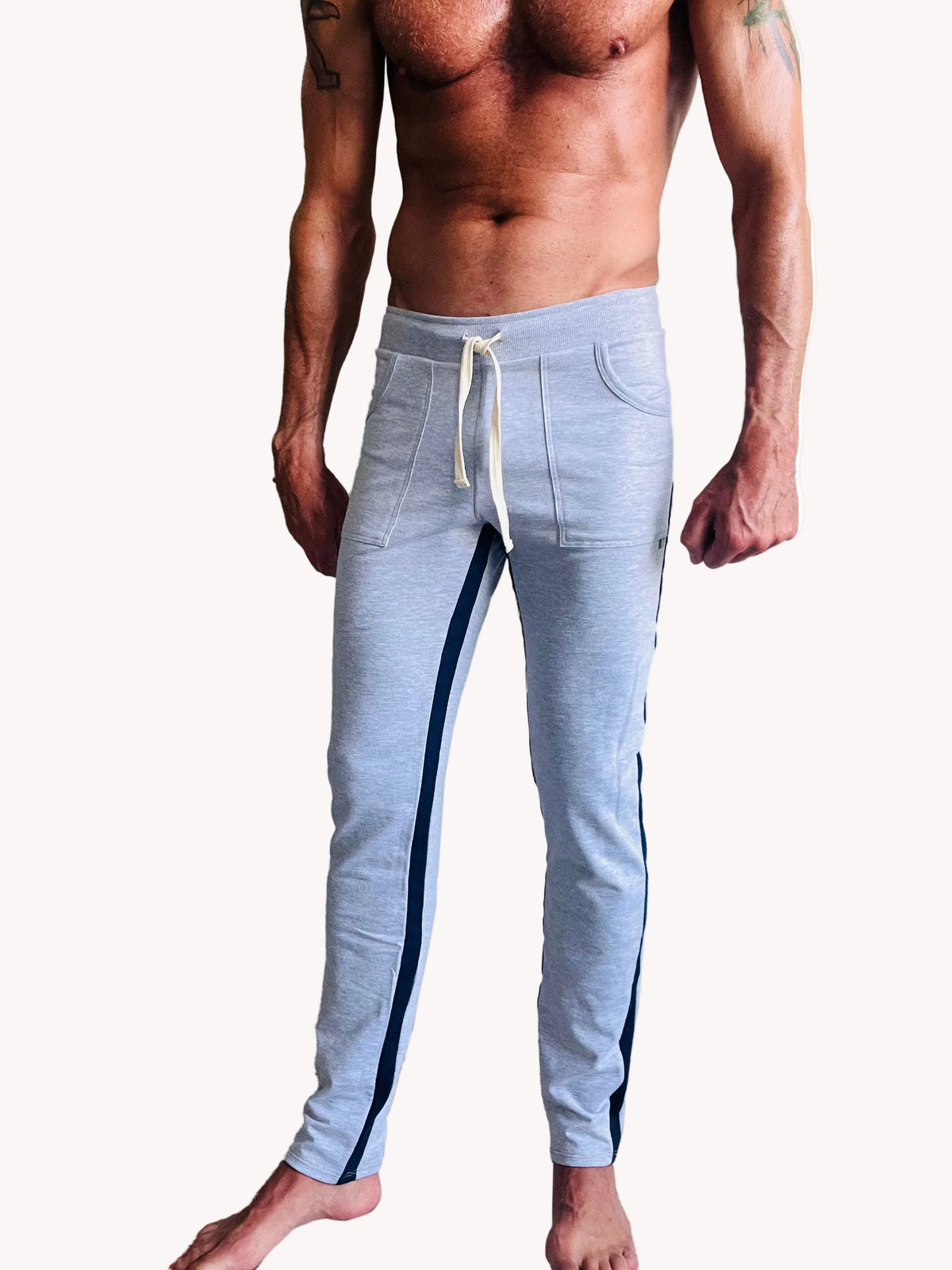 Eco-Track Yoga Sweatpants – Heather Grey with Blue