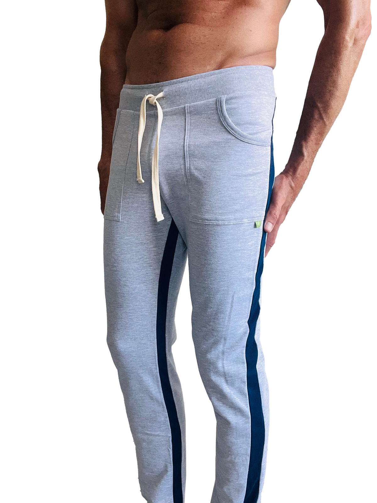 Eco-Track Yoga Sweatpants – Heather Grey with Blue