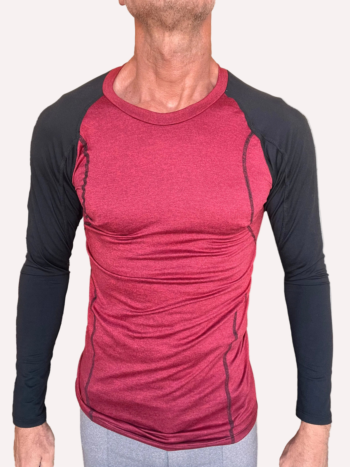Designer Raglan Long Sleeve Tee – Brick with Black Sleeve