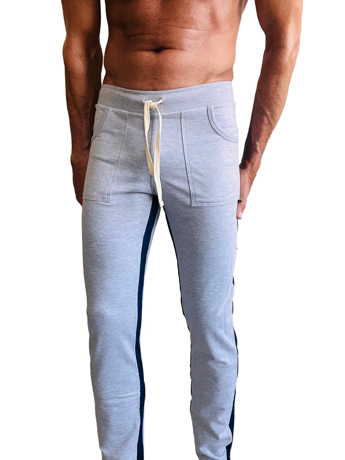 Eco-Track Yoga Sweatpants – Heather Grey with Blue