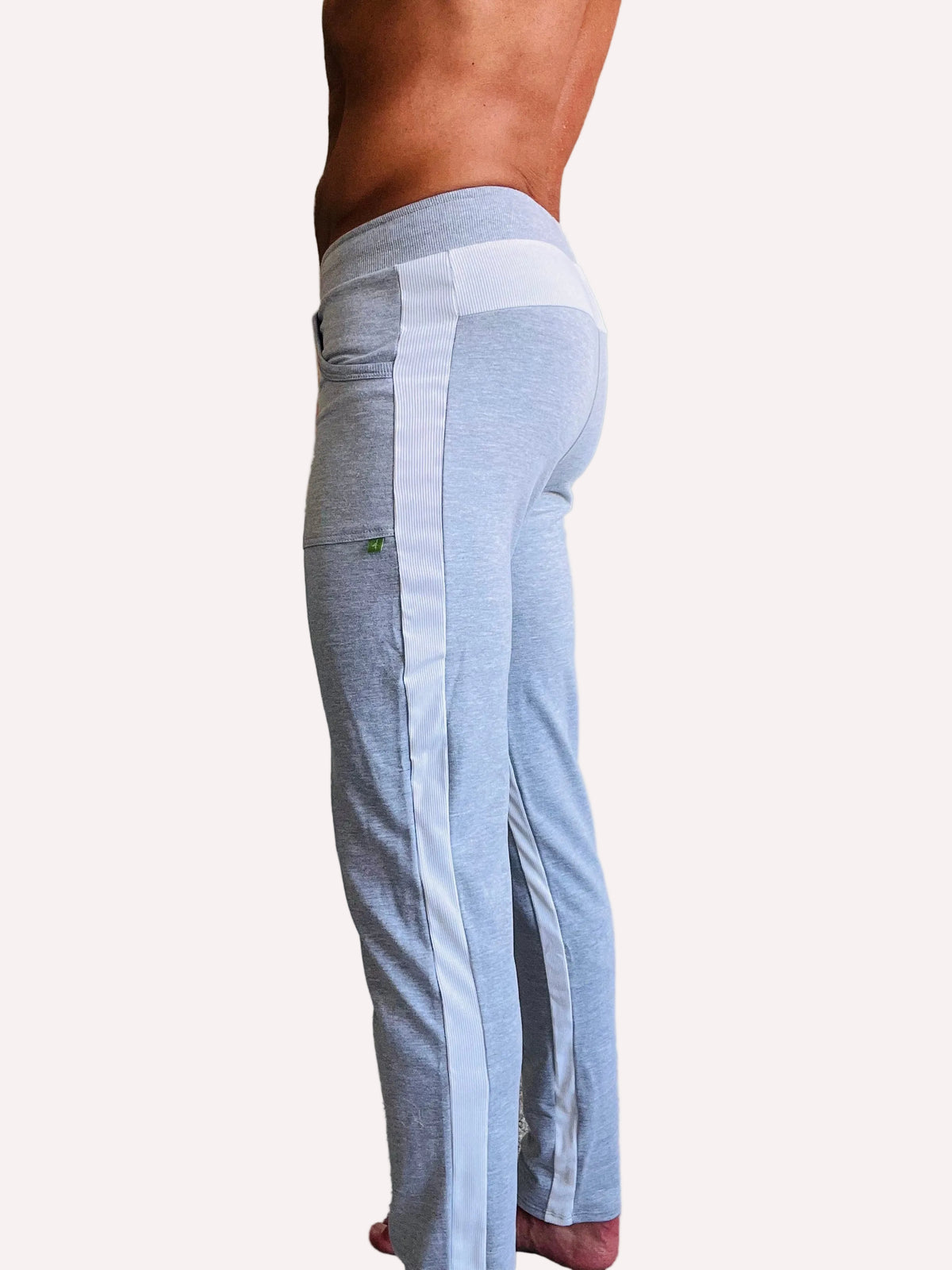 Eco-Track Yoga Sweatpants – Heather Grey with White