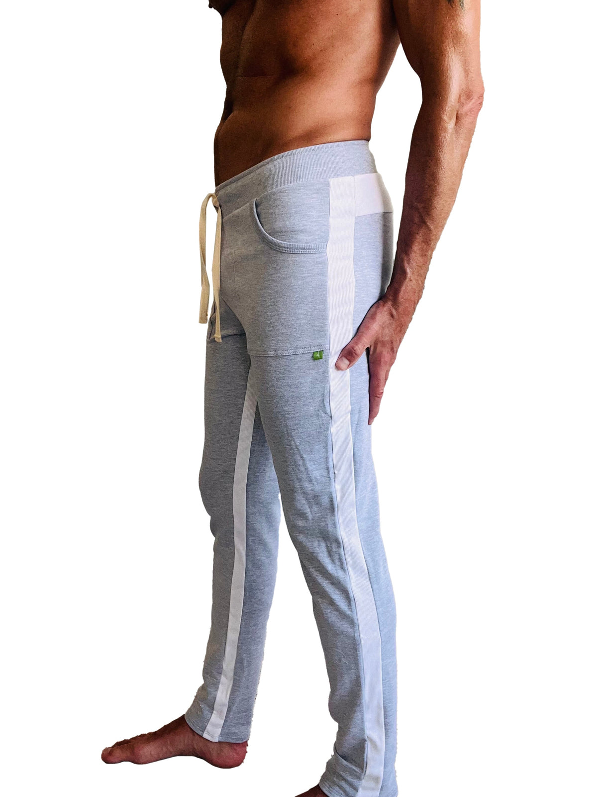 Eco-Track Yoga Sweatpants – Heather Grey with White