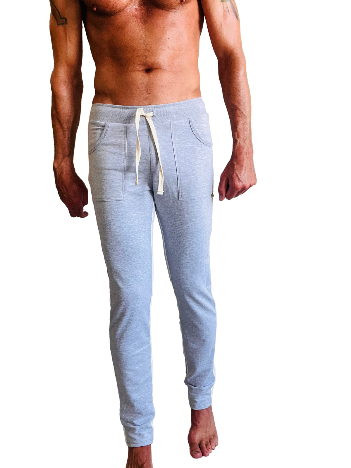 Eco-Track Yoga Sweatpants – Heather Grey with White
