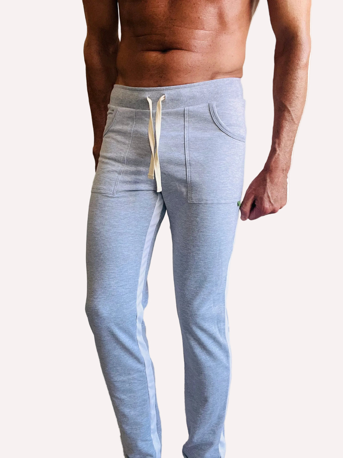 Eco-Track Yoga Sweatpants – Heather Grey with White