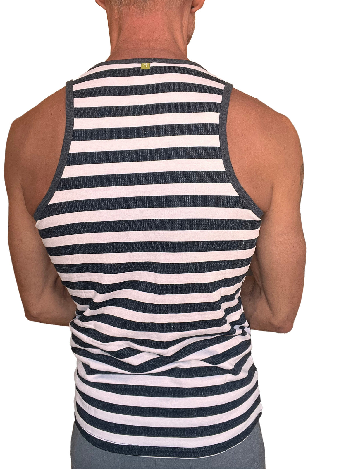 Nautical Brushed-Fleece Tank – Black/White Stripe